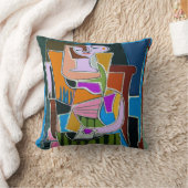 女性メールや文字を打つ抽象芸術 クッション (ブランケット)