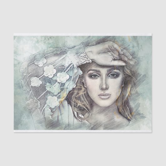 女性モダンイラストレーション 薄葉紙 (正面)