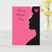 女性モダンシルエットマザーズデイカード カード (黄色い花)