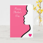 女性モダンシルエット母の日 カード (黄色い花)