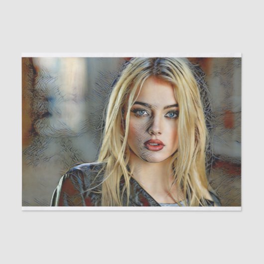 女性モダンハーフイラストレーションティッシュペーパー 薄葉紙 (正面)