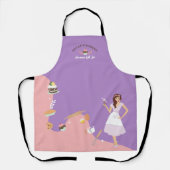 女性モダン甘かわいらしベーカリーサービスパープル エプロン (正面)