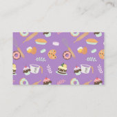 女性モダン甘かわいらしベーカリーサービスパープル 名刺 (裏面)
