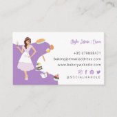 女性モダン甘かわいらしベーカリーサービスパープル 名刺 (正面)