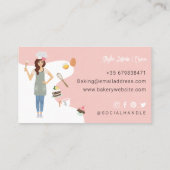 女性モダン甘かわいらしベーカリーサービスピンク 名刺 (裏面)