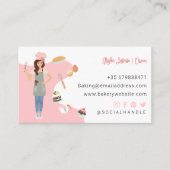 女性モダン甘かわいらしベーカリーサービスピンク 名刺 (正面)