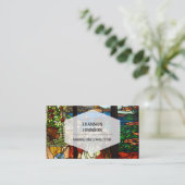 女性モデルのステンドグラスの一見 名刺 (スタンド正面)