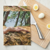 女性モデル日光浴サンダー_コーブ キッチンタオル (四つ折り)