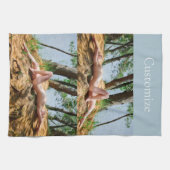 女性モデル日光浴サンダー_コーブ キッチンタオル (横)