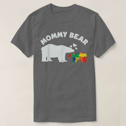 女性モーミーベアパズルピース自閉症意識モ Tシャツ (デザイン正面)