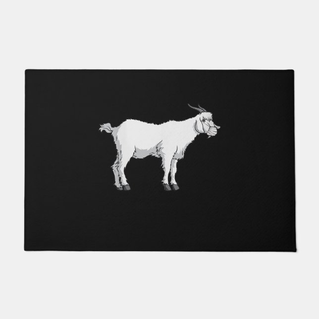 女性ヤギ着用医療顔マスクヤおもしろいギ ドアマット (正面)