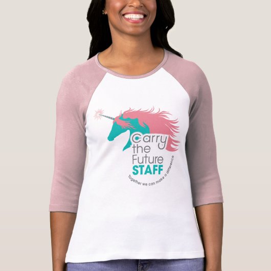 女性ユニコーンのスタッフの野球のティー Tシャツ (正面)