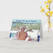 女性ユーモアのあるヘアローラレトロ誕生日 カード (黄色い花)