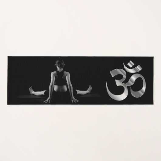 女性ヨガポジションオムブラックミニマリストヨガマット ヨガマット (正面(横))