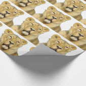 女性ライオンリーやる気を起こさせるダー ラッピングペーパー (角)