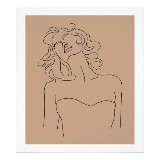 女性ラインアートブラックアンドベージュホームデコールプリント フォトプリント (正面)