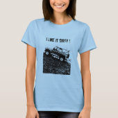 女性ランドローバーTシャツ。  私はそれを汚れた好みます! Tシャツ (正面)