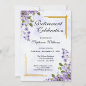 女性リタイアメントパーティークラシックフローラエレガント 招待状 (正面)