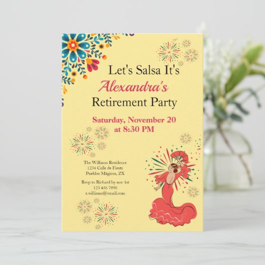女性リタイアメントパーティーサルサメキシコ熱帯産 招待状 (スタンド正面)