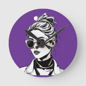 女性レイダース走 – 世界の女の子スタイル! ラウンド壁時計 (正面)