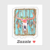 女性レオパード印刷のための牛のスカル。完璧なデザイン シール (シート)