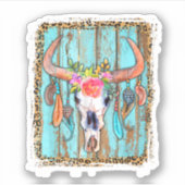 女性レオパード印刷のための牛のスカル。完璧なデザイン シール (正面)