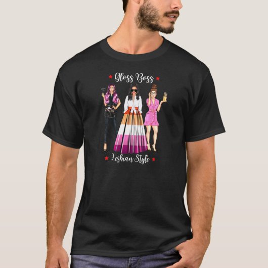 女性レズビアンヘアドライザーヘアドライジング美しいサル Tシャツ (正面)