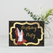 女性レッドハイヒールバースデーパーティー 招待状 (スタンド正面)