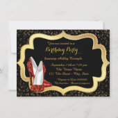 女性レッドハイヒールバースデーパーティー 招待状 (裏面)