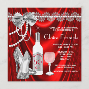 女性レッドバースデーパーティー，完成まで 招待状