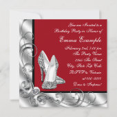 女性レッドバースデーパーティー 招待状 (裏面)