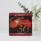 女性レッドファブラス50th誕生日パーティー 招待状 (スタンド正面)