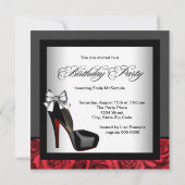 女性レッドローズバースデーパーティー 招待状 (裏面)