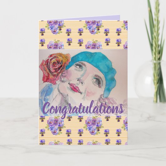 女性レッドローズフローラ規制アートカード カード (正面)