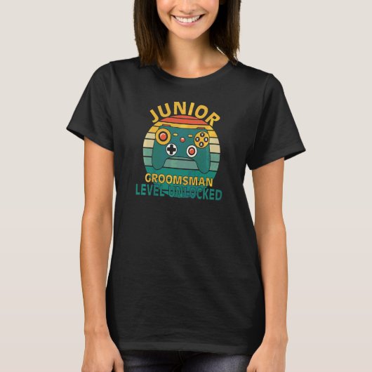 女性レトロジュニアGroomsman Gaming Video Console Tシャツ (正面)