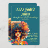 女性レトロ巻き戻し50誕生日Shindigパーティー 招待状 (正面/裏面)