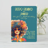 女性レトロ巻き戻し50誕生日Shindigパーティー 招待状 (スタンド正面)