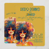 女性レトロ巻き戻し50誕生日Shindigパーティー 招待状 (正面/裏面)