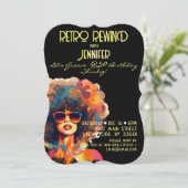 女性レトロ巻き戻し50誕生日Shindigパーティー 招待状 (スタンド正面)