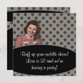 女性レトロ50th誕生日パーティーへの招待 招待状 (正面/裏面)