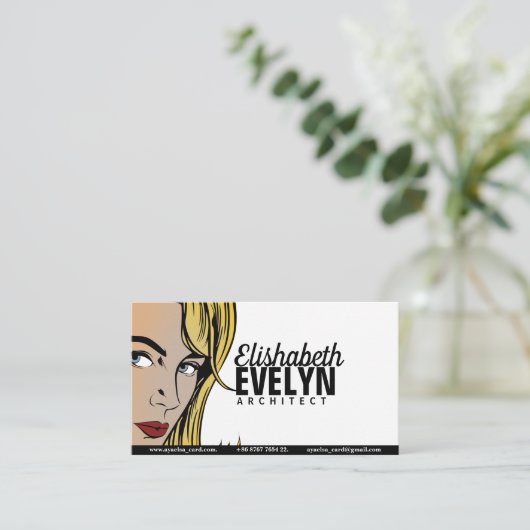 女性レトロ 名刺 (スタンド正面)