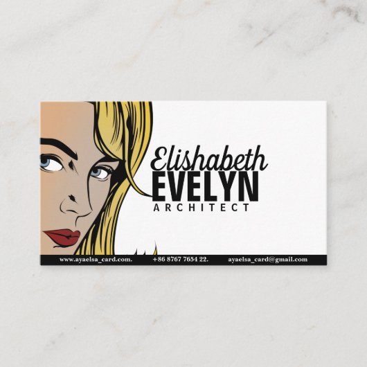 女性レトロ 名刺 (正面)