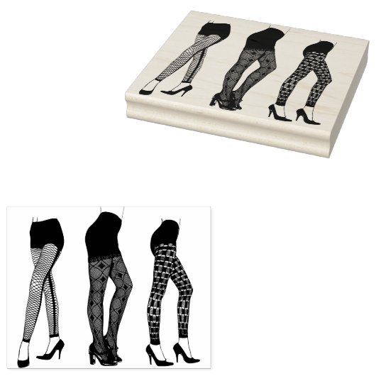 女性レースとフィッシュネットストッキング脚ハイヒール ラバースタンプ (押印)