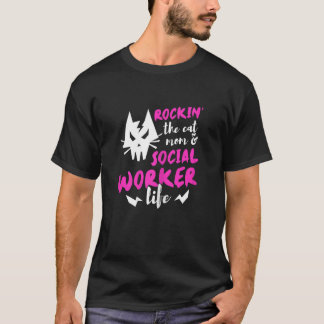 女性ロックインの猫の母親と社会人生活 Tシャツ
