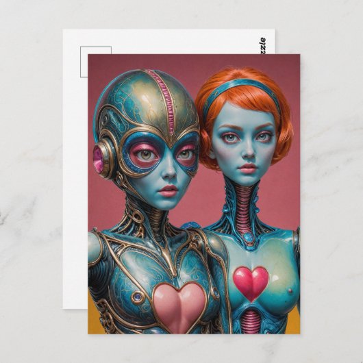 女性ロボットサイエンスフィクション ポストカード (正面/裏面)