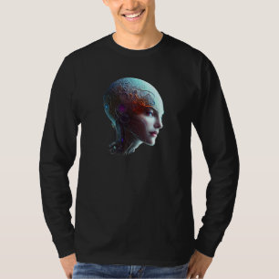 女性ロボット サイエンスフィクション サイボーグ ユニーク フューチャリスティック デジタル Tシャツ