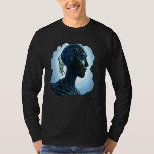 女性ロボット サイエンスフィクション サイボーグ ユニーク 先進的 デジタル Tシャツ