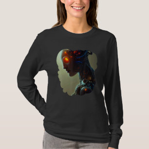 女性ロボット サイエンスフィクション サイボーグ ユニーク 未来主義 デジタル Tシャツ