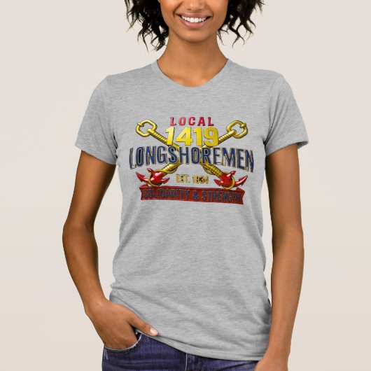 女性ローカル1419沿岸荷役労働者ヴィンテージ連帯 Tシャツ (正面)