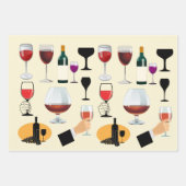 女性ワインと音楽パーティーブーゼお祝いアート ラッピングペーパーシート (正面)